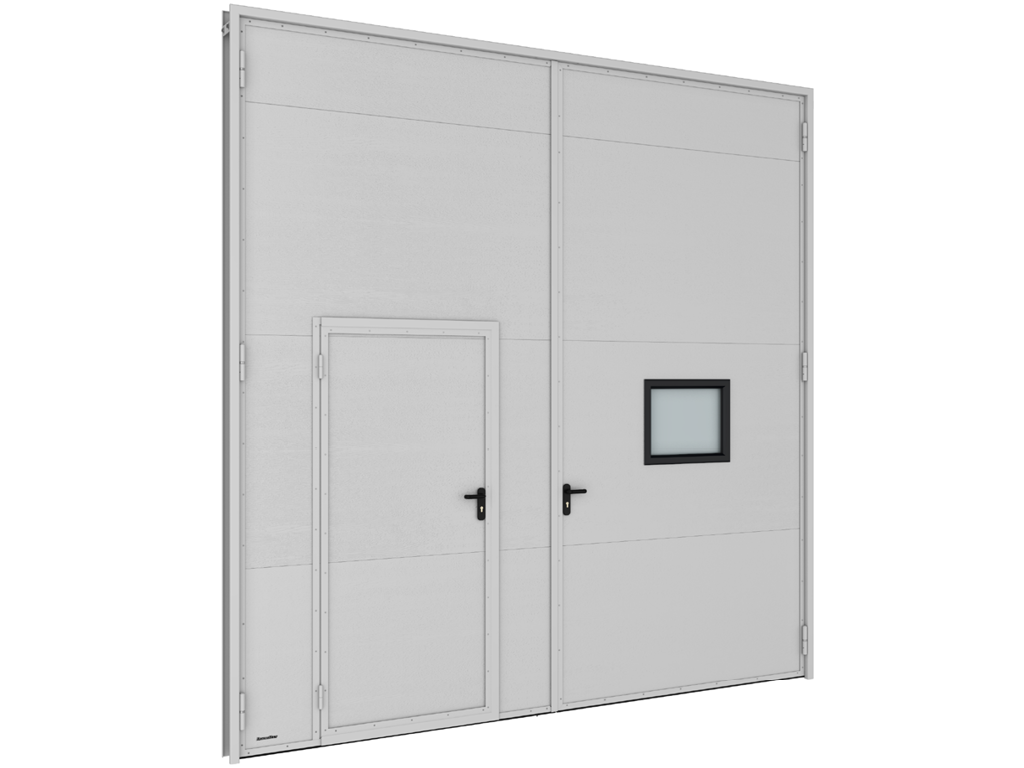 Распашные гаражные ворота из панелей с заполнением пенополиизоциануратом серии sg-ss